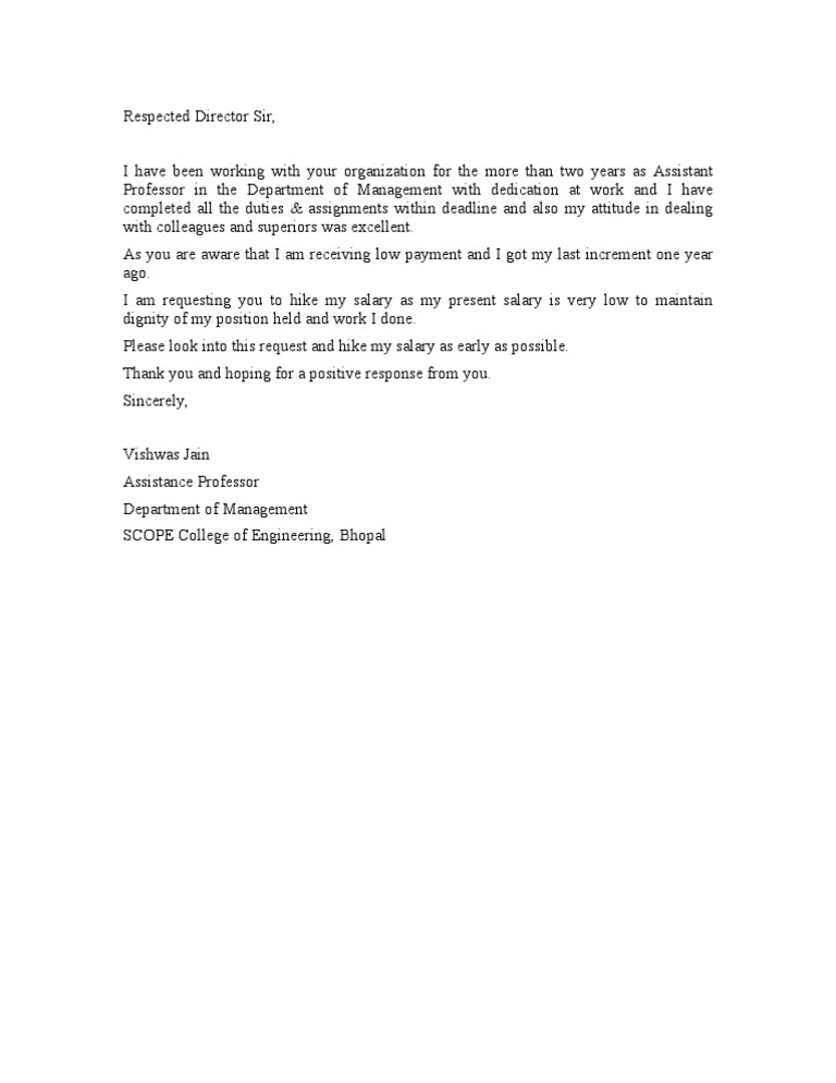 Letter For Salary Increment