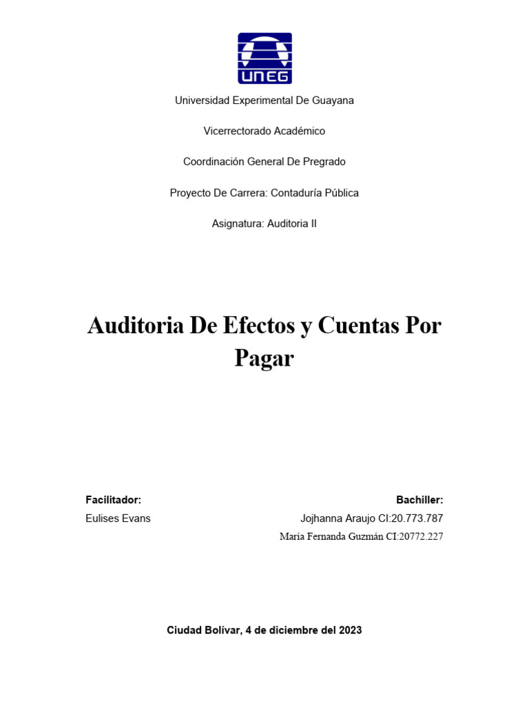 Auditoría de Cuentas por Pagar | PDF | Auditoría | Contabilidad
