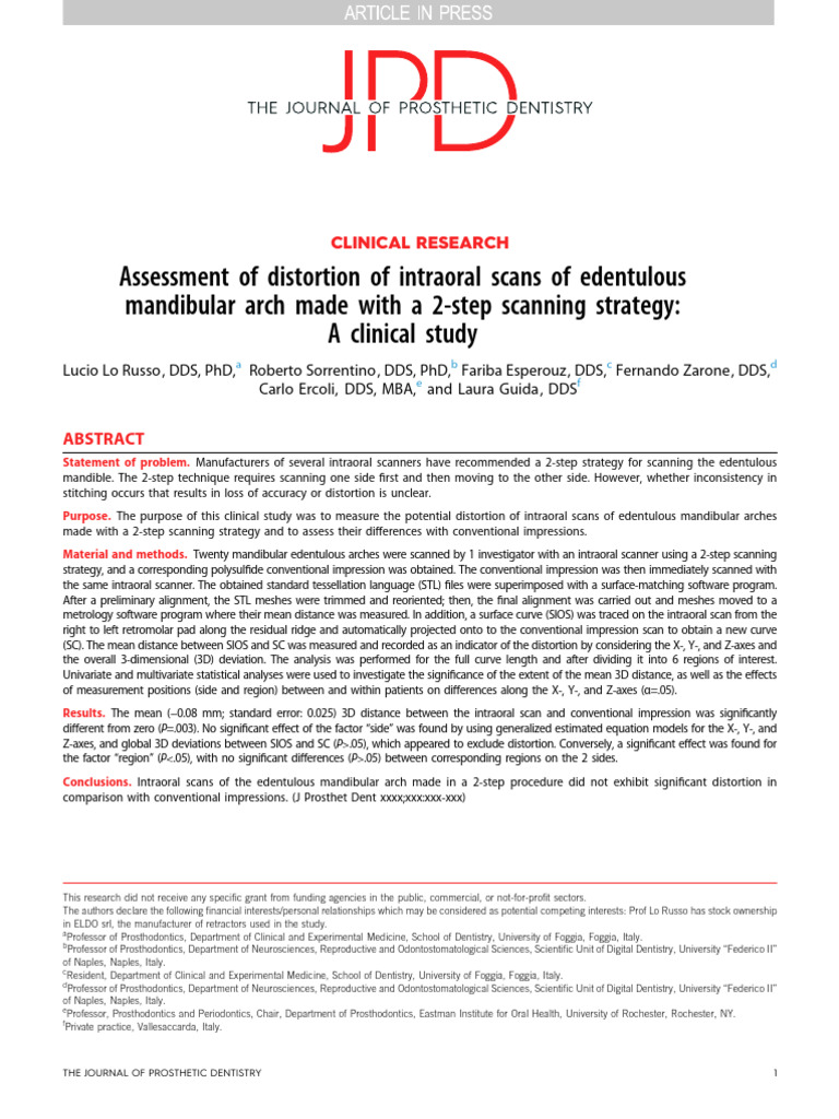 Intraoral Scan Distortion Study | PDF | Image Scanner | Dentistry
