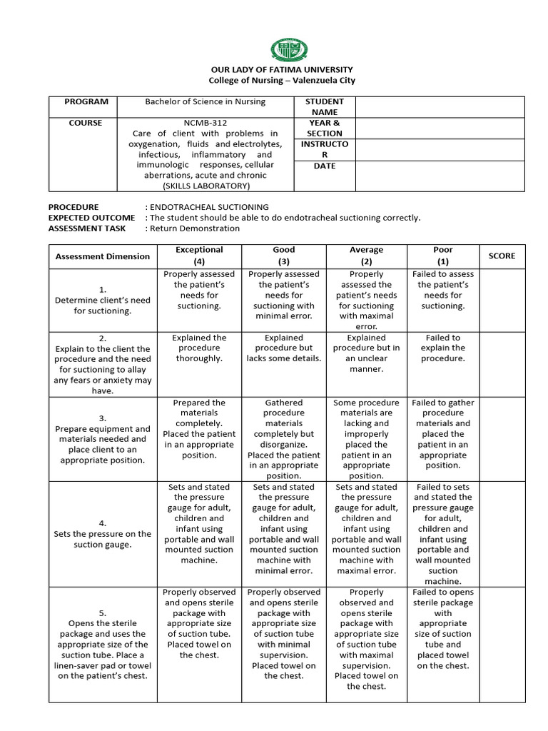 Endotracheal Suctioning Procedure Guide | PDF | Cardiopulmonary ...