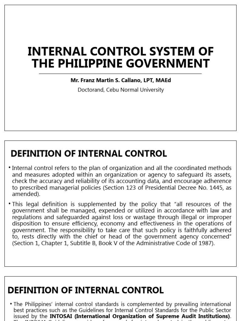 Philippine Internal Control System Overview | PDF | Internal Control ...