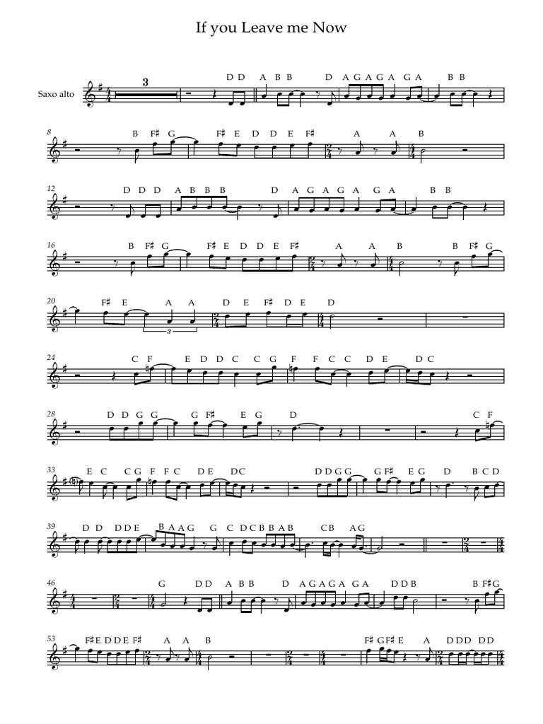 If you leave me now sax g notas partitura completa pdf