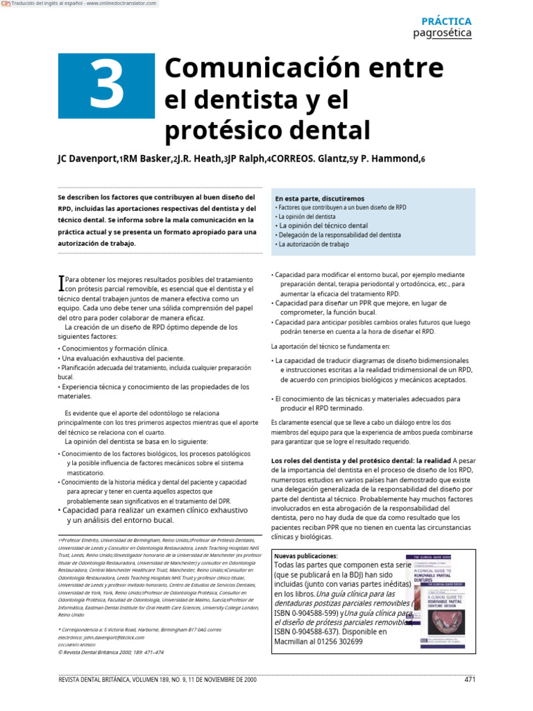 Comunicación en diseño de RPD en Aylesbury | PDF | Dentadura postiza ...