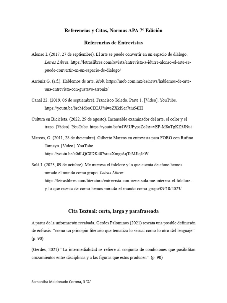 Referencias y Citas Apa 7 Edición Tarea | PDF