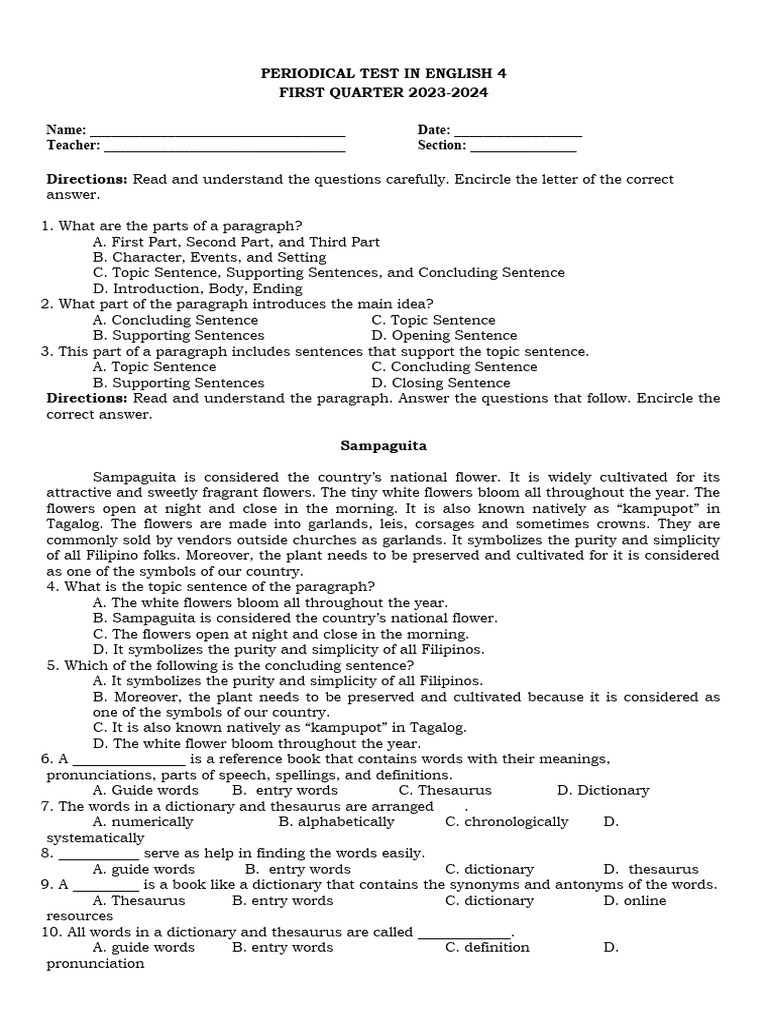 Pt q1 english 4 melc based pdf dictionary