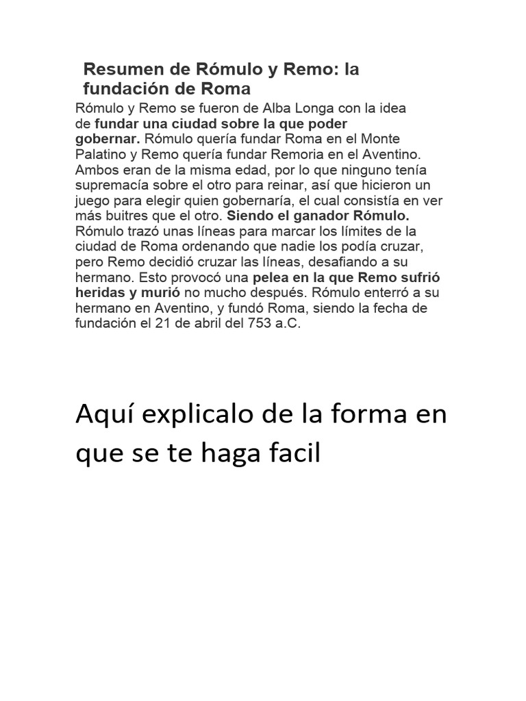 Rómulo y Remo: Fundación de Roma | PDF | Clásicos
