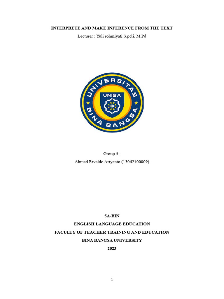 Inference Skills in Reading Comprehension | PDF | Reading Comprehension ...