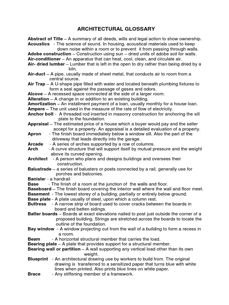 Architectural Glossary PDF Wall Framing (Construction)