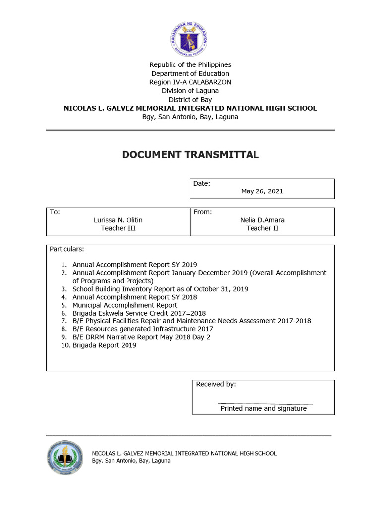 Document Transmittal Format | PDF | Social Science