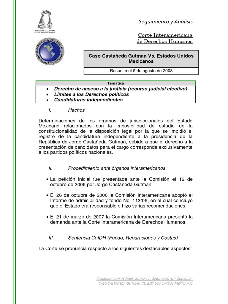 Castañeda Gutman V México PDF Convenio