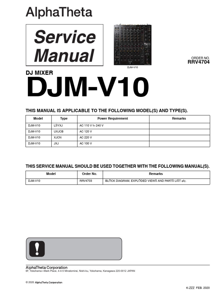 Pioneer Djm-V10 Rrv4704 | PDF | Electrical Engineering | Equipment