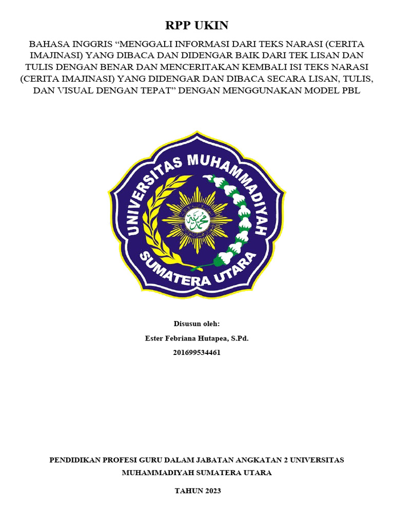 RPP Ukin - Esther Febriana Hutapea | PDF | Karier & Perkembangan