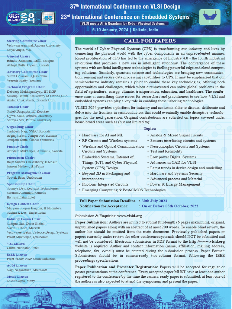 VLSI 2024 Call For Papers V08 PDF System On A Chip Photonics