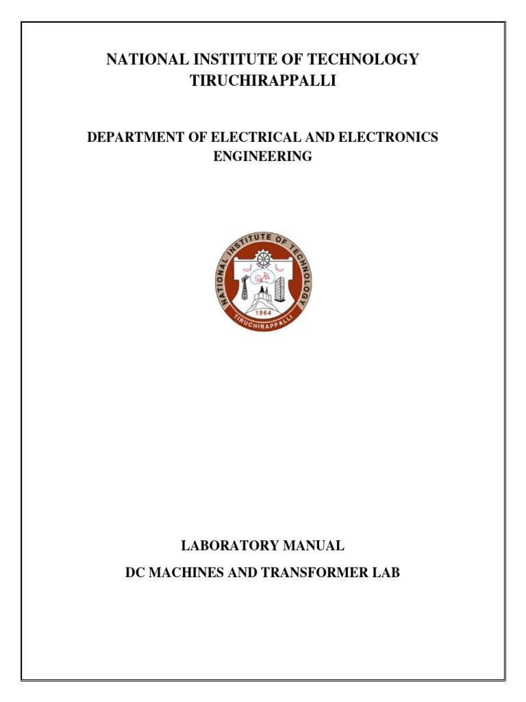 DC Machines and Transformer Lab Manual | PDF | Electric Motor ...