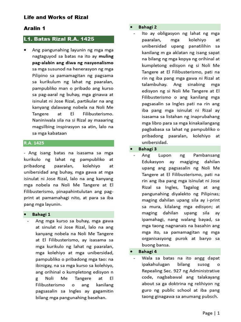 Rizal Notes | PDF