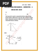 Be First Year Engineering Semester 1 2019 December Engineering Mechanics Emrev 2019'c' Scheme