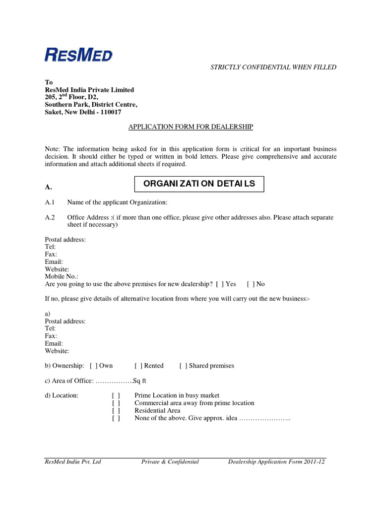 New dealership application form resmed download free pdf business