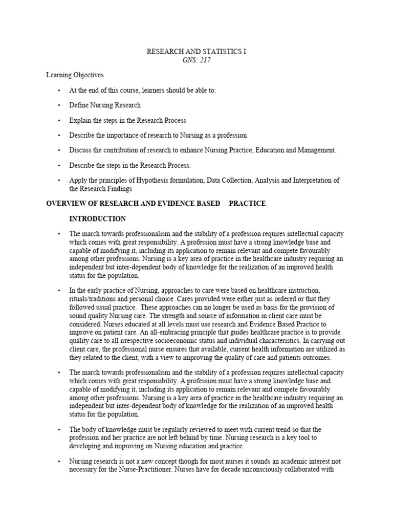 Nursing Research and Evidence-Based Practice | PDF | Statistics | Nursing