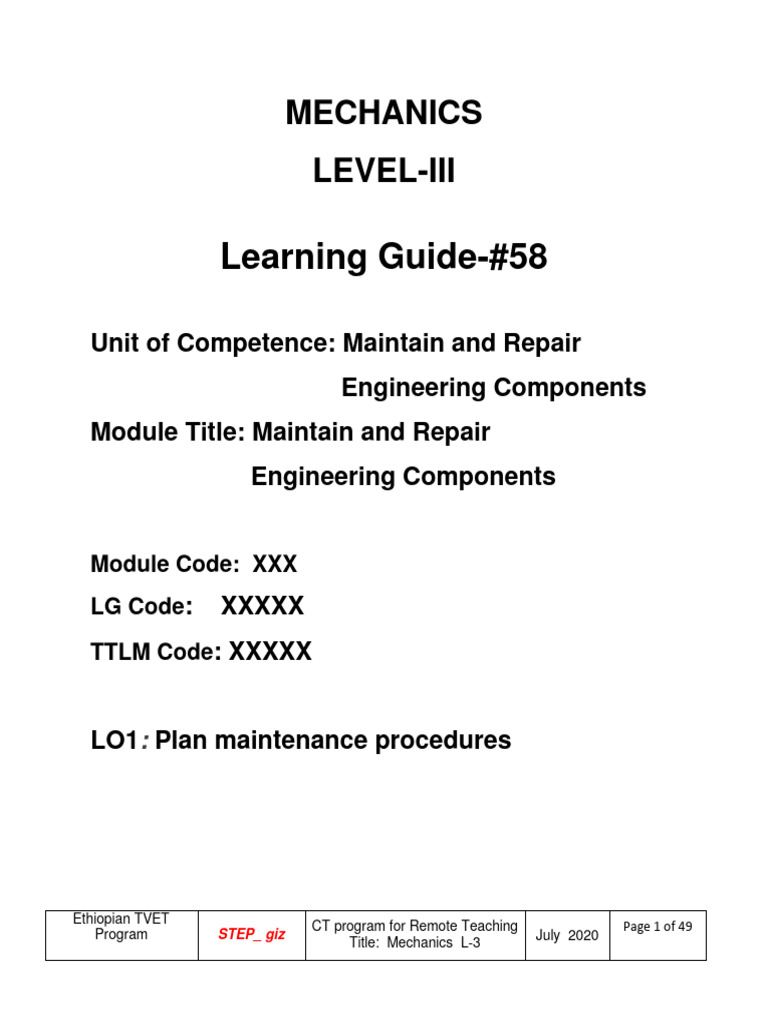 Mechanics L3 - Maintain and Repair Engineering Components | PDF | Belt ...