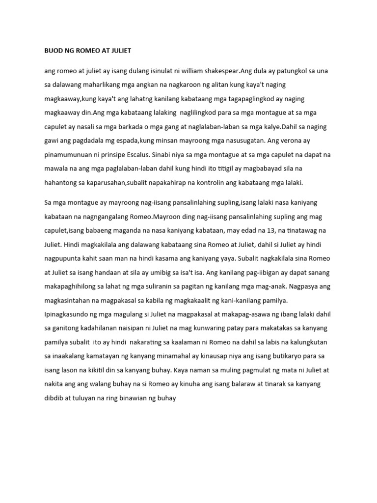 Buod NG Romeo A | PDF