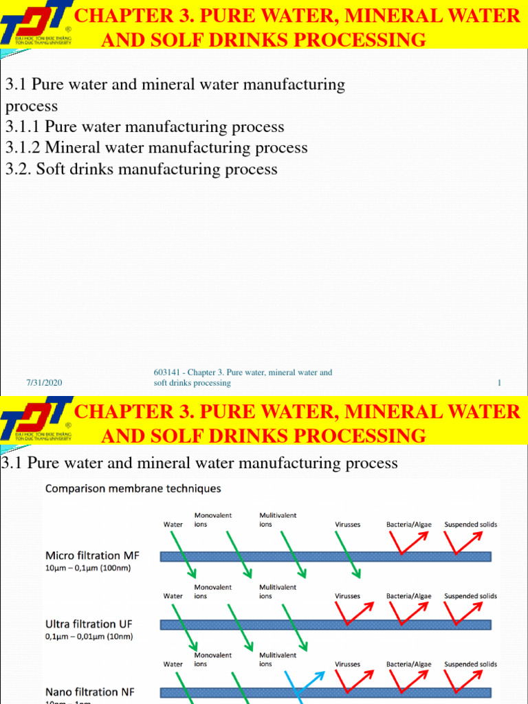 Water and Soft Drinks Processing Guide | PDF | Purified Water | Water