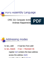 MIPS Assembly Language: CPSC 321 Computer Architecture Andreas Klappenecker