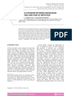 X The Relationship Between Knowledge Sourcing and Fear of Imitation (Strategic Management Journal, Vol. 35, Issue 8) (2014)