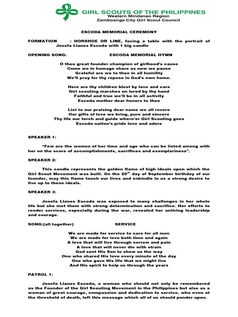 Escoda ceremony with patrol pdf