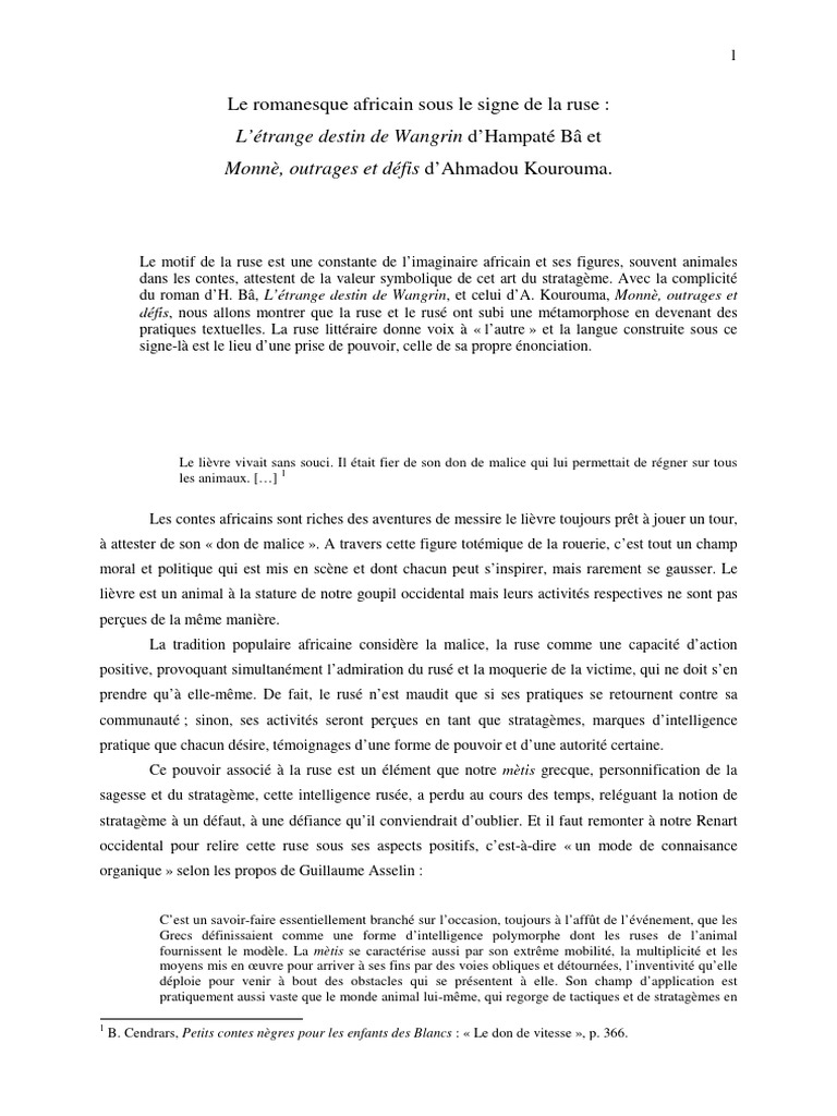 Ruse et pouvoir dans le roman africain | PDF | Romans | Afrique