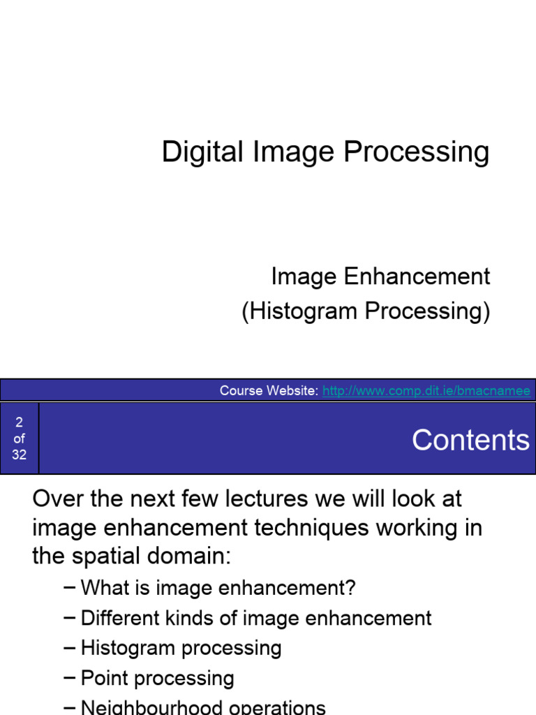 Image Enhancement Techniques Overview | PDF | Computer Science ...