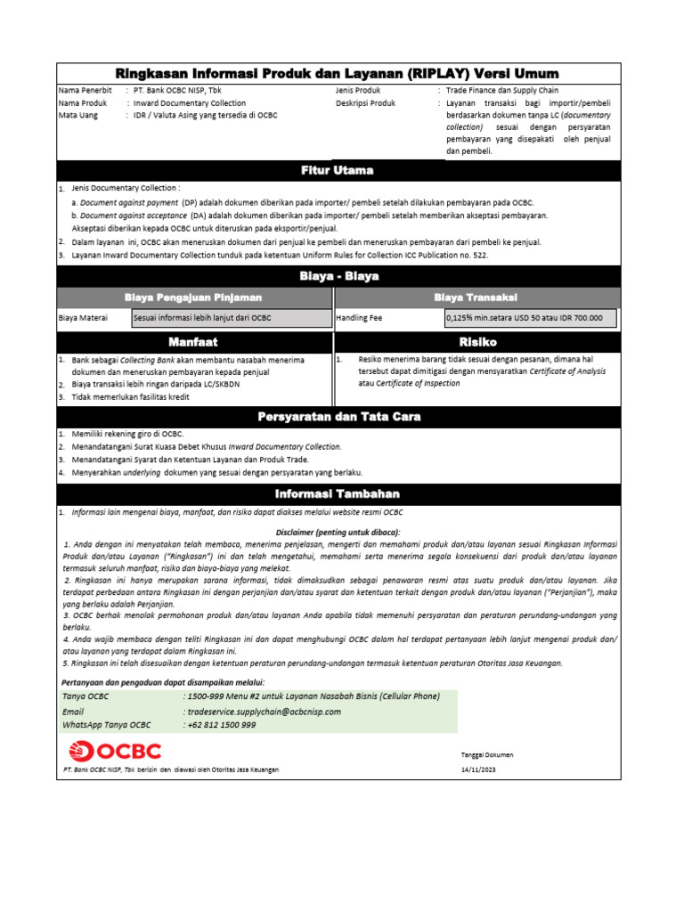 Inward Documentary Collection OCBC | PDF