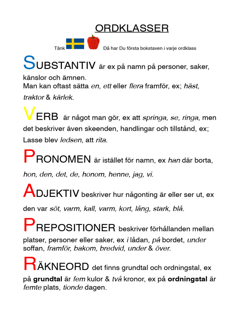 Ordklasser | PDF