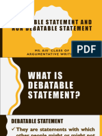 Debatable Statement and Non Debatable Statement