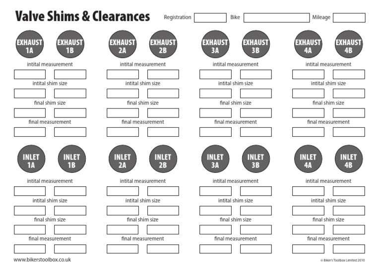 Motorcycle Valve Shim Measurements Guide | PDF