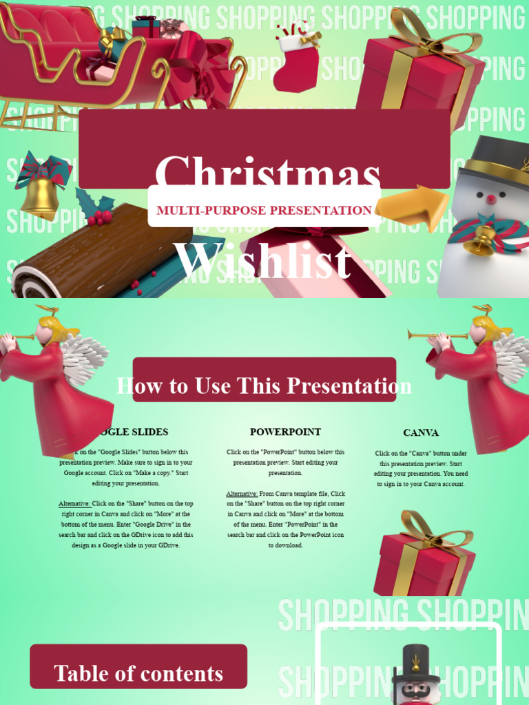 3D Christmas Wishlist Presentation PDF Microsoft Power Point