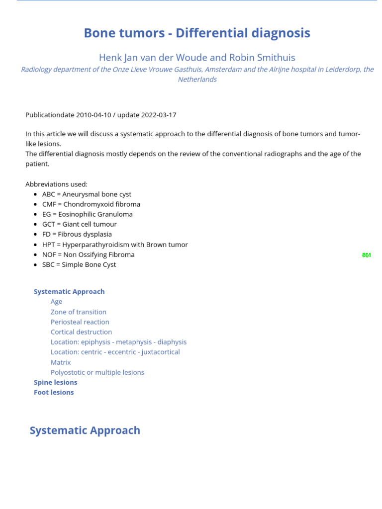 RADIOGRAPHIC EVALUATION OF BONE TUMORS intelligence overview