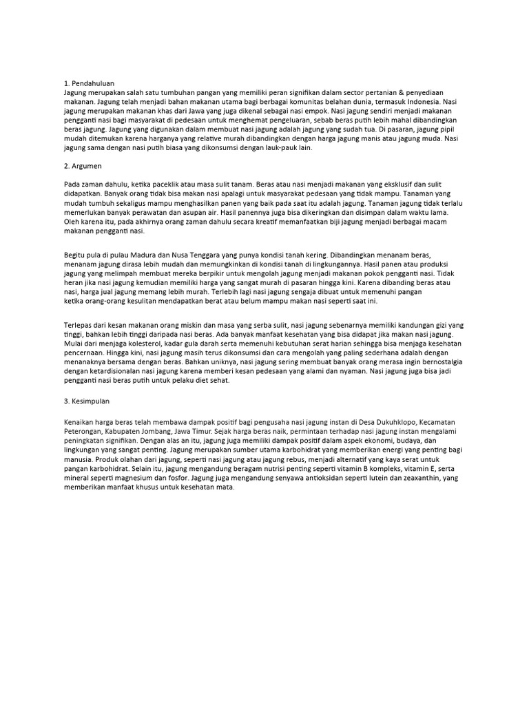 Teks argumentasi jagung pdf