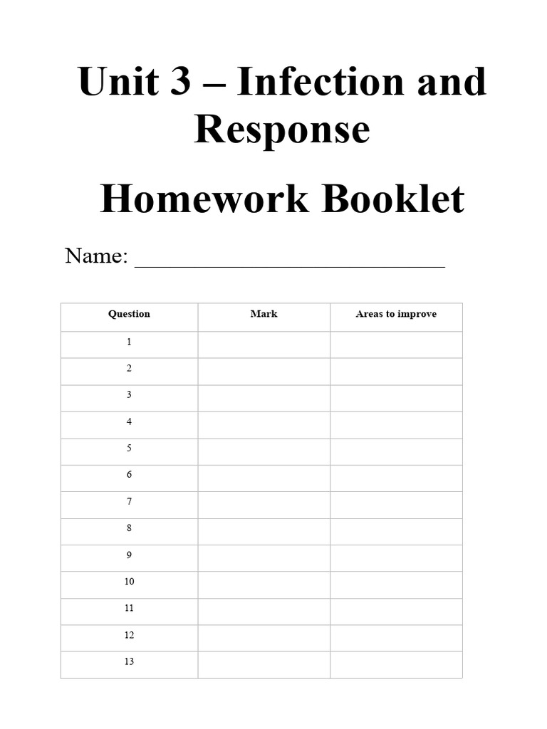 B3 Infection and Response Exam Booklet PDF Engineering