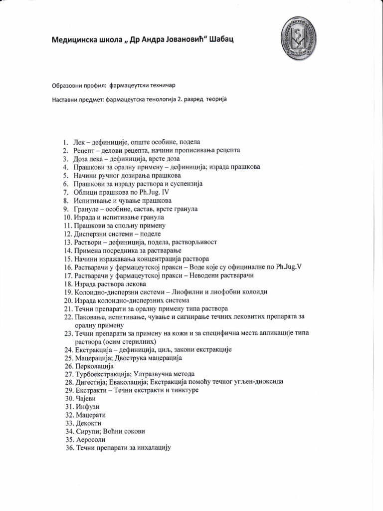 Farmaceutska Tehnologija 2 Teorija | PDF