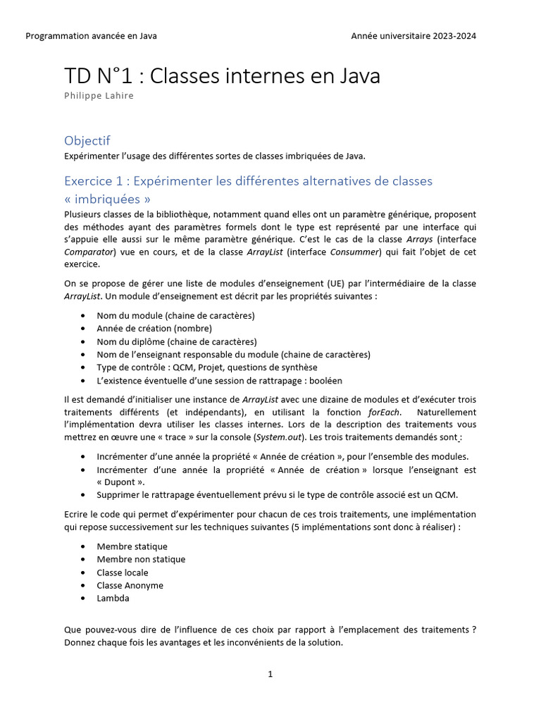 Classes internes et anonymes en Java | PDF | Java (Langage de ...
