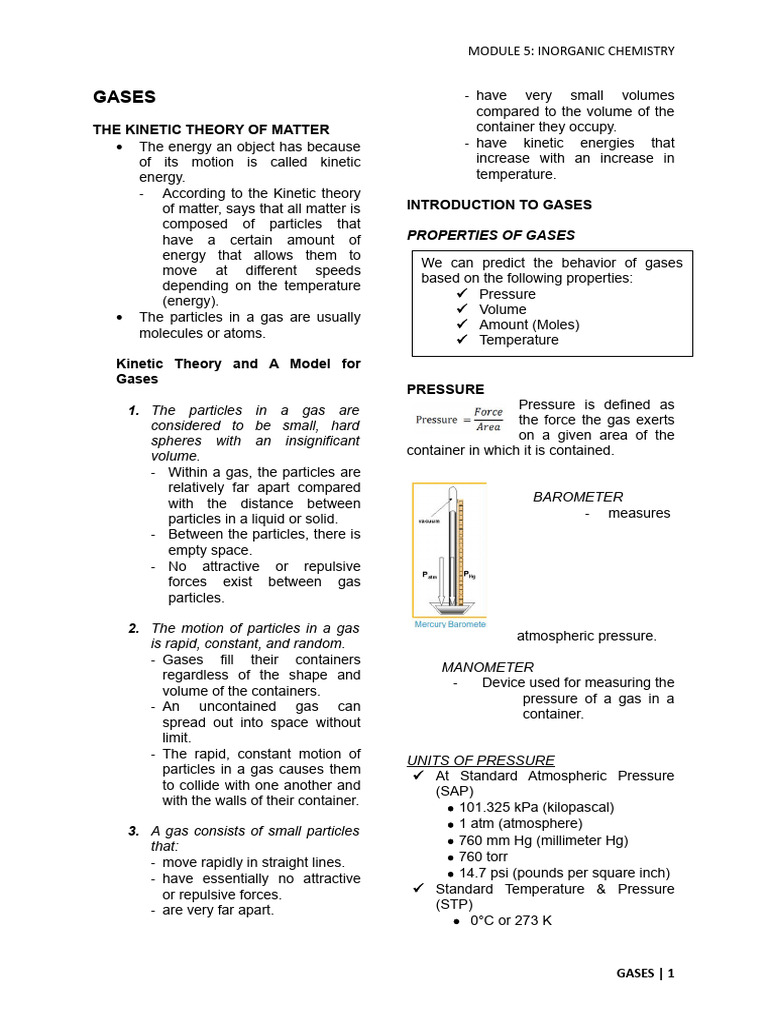 GASES PDF Gases Pressure