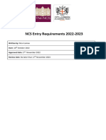 NCS Entry Requirements 2022 2023