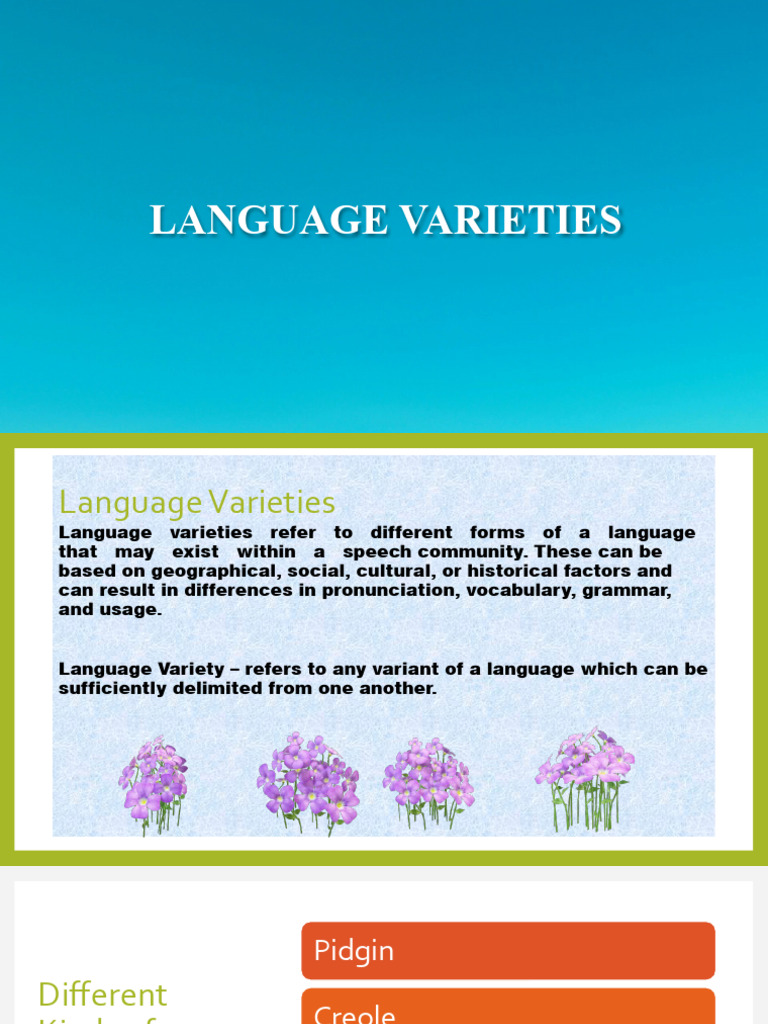 Types of Language Varieties Explained | PDF | Dialect | English Language