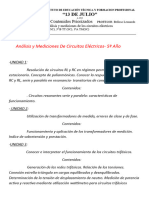 Programa y Contenidos Analisis y Mediciones de Circuitos Electricos