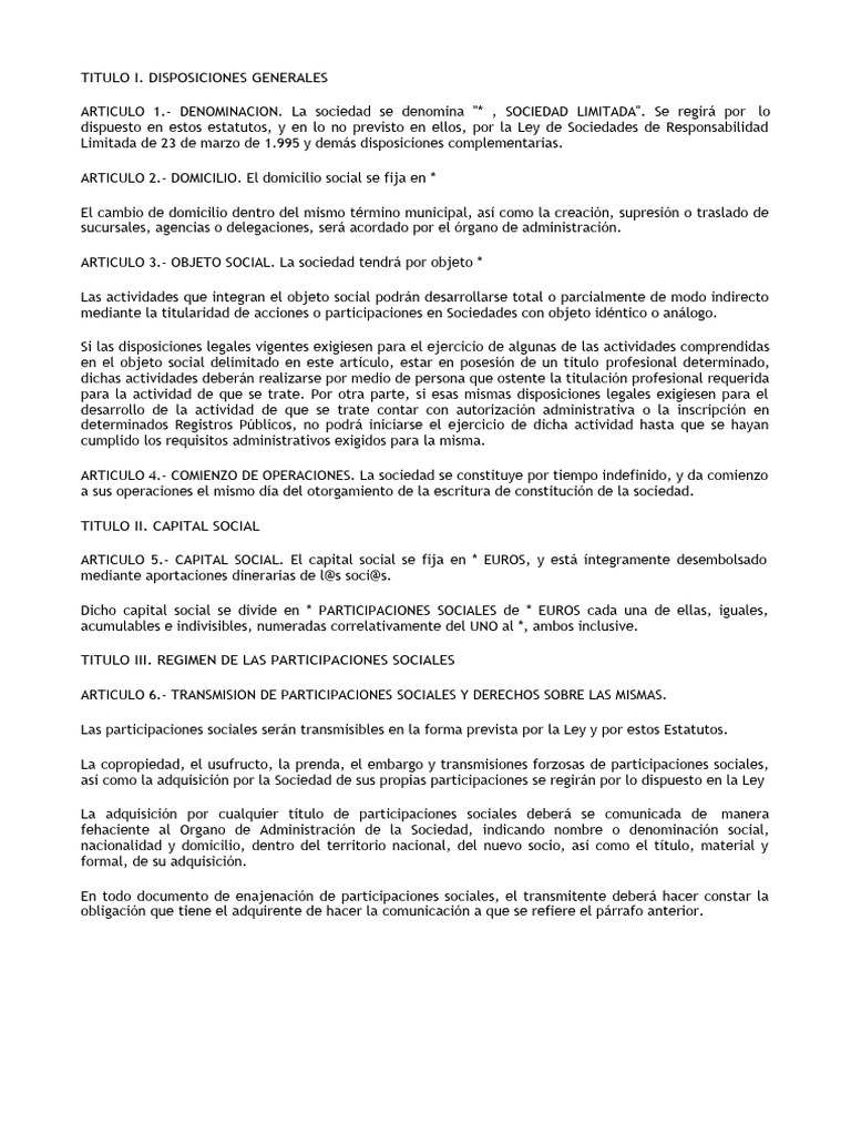 Estatutos SRL PDF Sociedad De Responsabilidad Limitada Justicia
