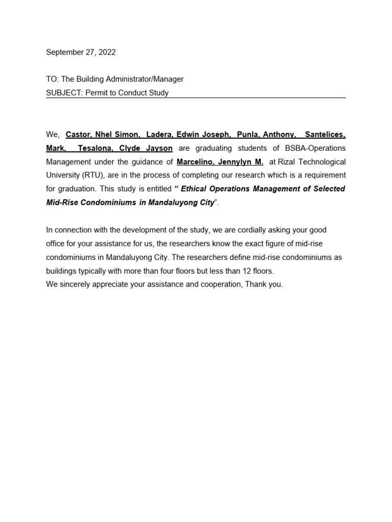 Letter For City Hall Administration | PDF