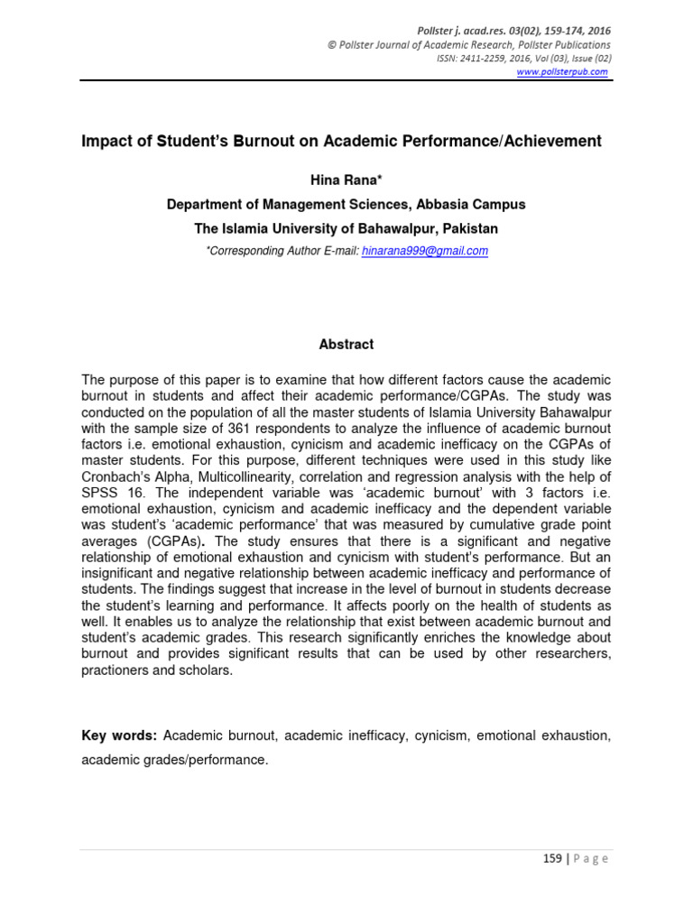 Burnout Pdf Occupational Burnout Multicollinearity
