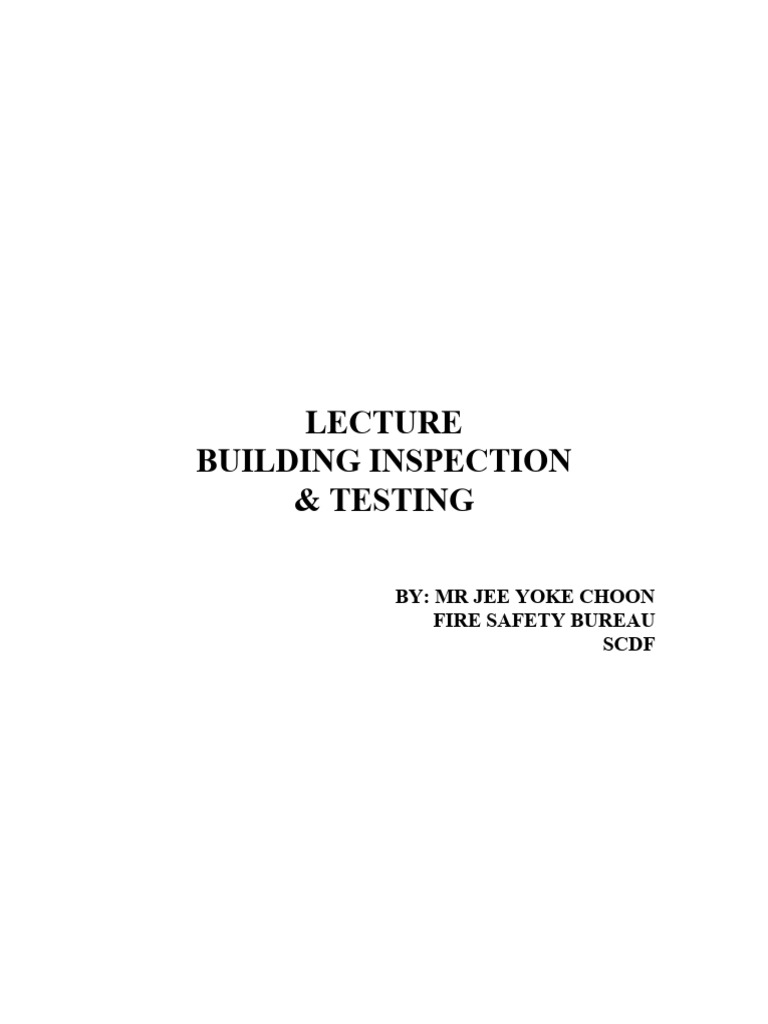 Fire Safety Manager Course Lecture Building Inspection & Testing