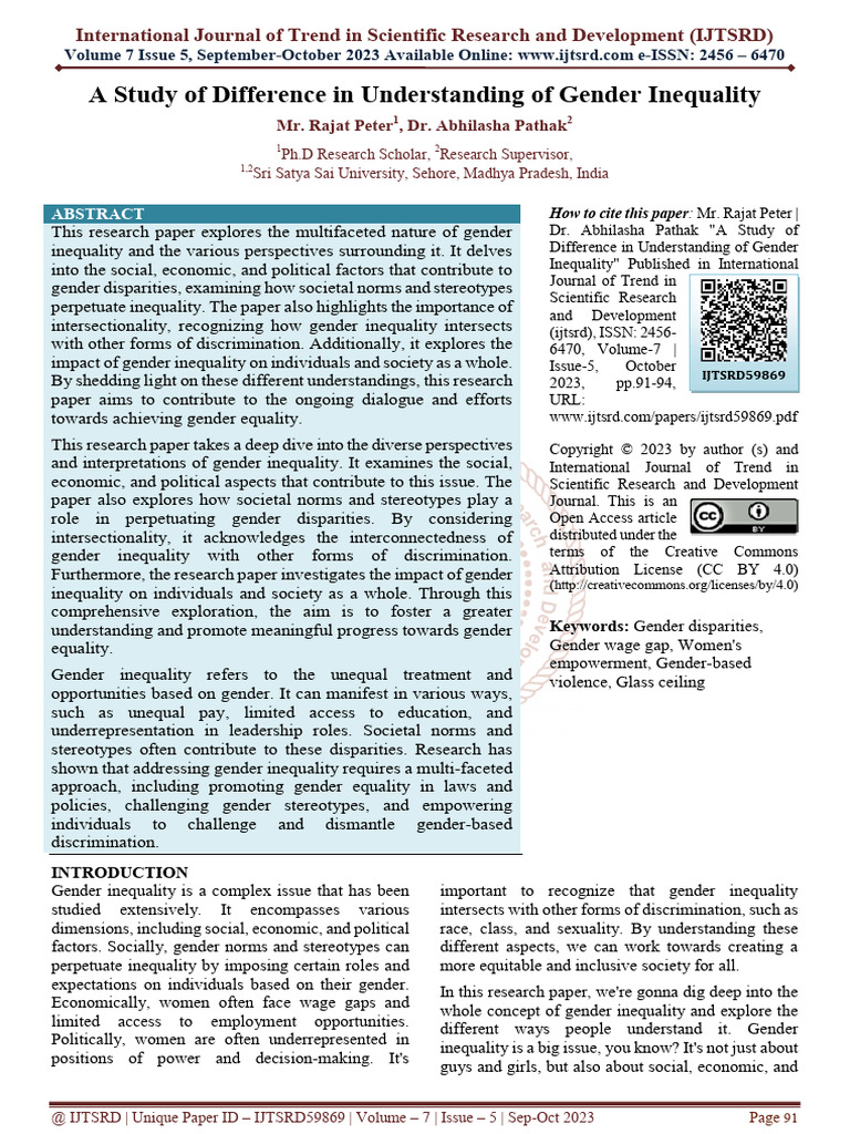 A Study of Difference in Understanding of Gender Inequality | PDF ...