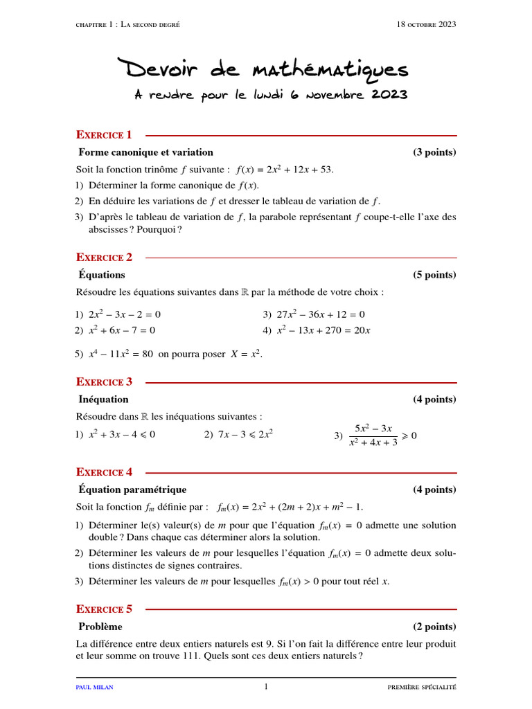 Correction DM Maths 4ème - Chapitre 1 | PDF | Mathématiques | Concepts ...